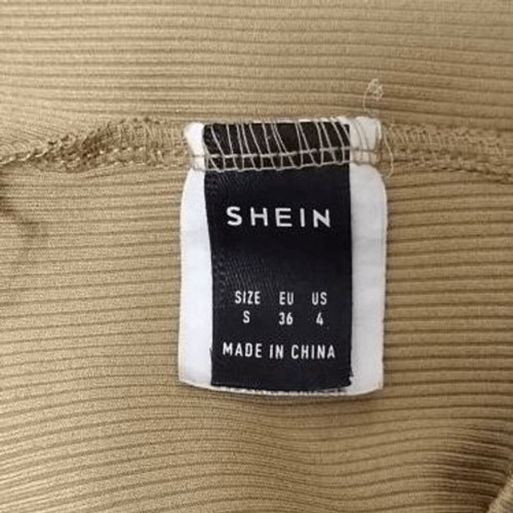 Shein Tan Cropped Halter Top Sz S Ribbed Twist Top Caramel - Picture 5 of 5
